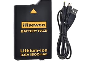 Hisewen PSP 3000 Battery with PSP Charger Cable for Sony PSP 3000 / PSP Slim 2000 PSP-S110, PSP-3001, PSP-3000, PSP-3002, PSP-3004, PSP-2001, PSP Slim Console