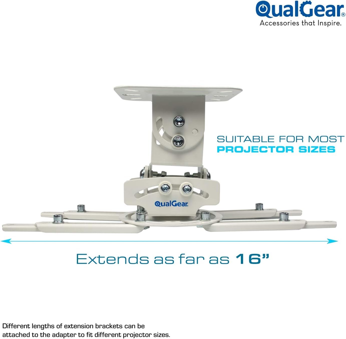 QualGear PRB-717-WHT Universal Ceiling Mount Projector Accessory : Video Projector Mounts : Office Products