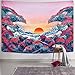 Sevenstars Ocean Wave Tapestry Sunset Tapestry 3D Great Wave Tapestry Japanese Tapestry for Room…
