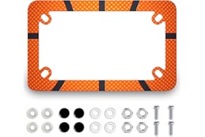 MUAWUOIK Motorcycle Basketball Texture License Plate Frame Sport Theme Stainless Steel Funny Motorbike License Plate Holder Black Tag Holder Colored Motorcycle Accessory Decoration 7.7" x4.5