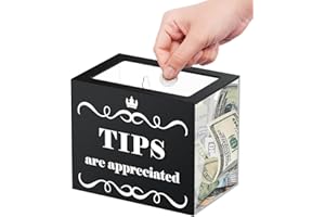 Uniclife Acrylic Tip Jar for Bartenders, 6" x 4" x 5", Plastic Tips Jar Tip Box, Tip Bucket Money Storage Container Cash Collection Box for Bars Restaurants Cafes, Donation Boxes Suggestion Boxes