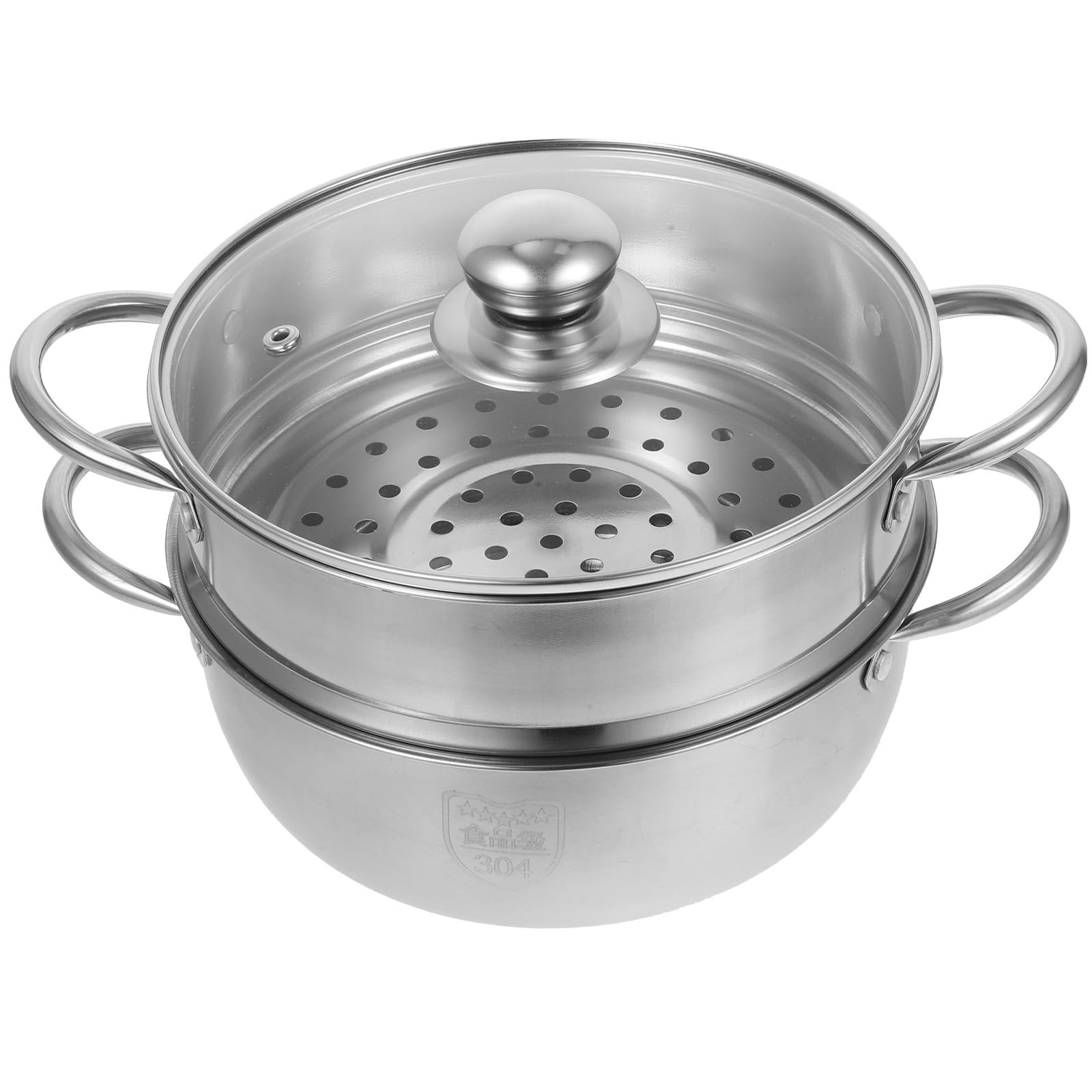 Photo 1 of 2-Tier Stainless Steel Steamer Pot, 10'' Steamer Pot with Lid and Handle, Multipurpose Stove Top Cookware for Vegetable, Dumpling, Soup, Dim Sum