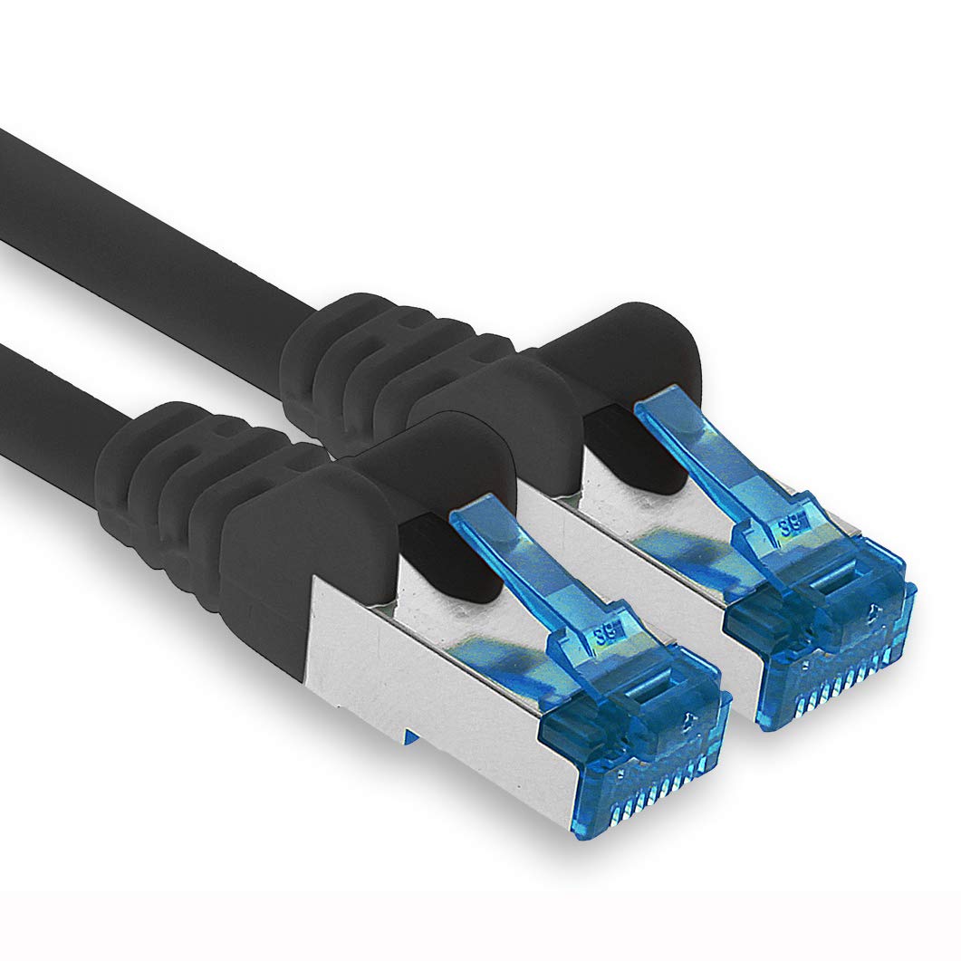1aTTack.de Patch cable - 0.25m Ethernet, network, LAN cable CAT6a (for gigabit networks, routers, switches, modems with RJ45 input - black)