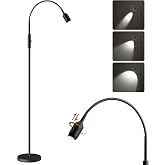 GOEBLESON Reading Floor Lamp, 74.2" Tall LED Lamp with, 360&deg; Flexible Gooseneck &amp; Touch Control, 5000K 6W LED, Sturdy Base, Crafts Standing Lamp, for Reading, Living Room, Matte Black B16LD05