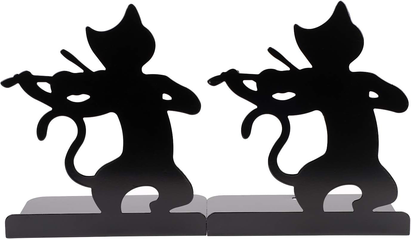 Metal Book Ends Heavy Duty Bookends Anti Slip Novelty Cat Bookends Book Holder Stand for Students Kids Children Non Slip Book Ends for Book Shelf Desktop Organiser for Home Office School - Image 4