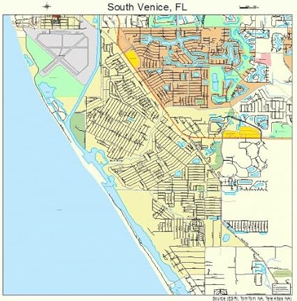 Amazon.com: Large Street & Road Map of South Venice, Florida FL