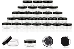 ZEJIA 10 Gram Sample Containers, 40 Count Cosmetic Containers with Lids, Refillable Empty Sample Jars, Small Plastic Containers with Lids (Black)