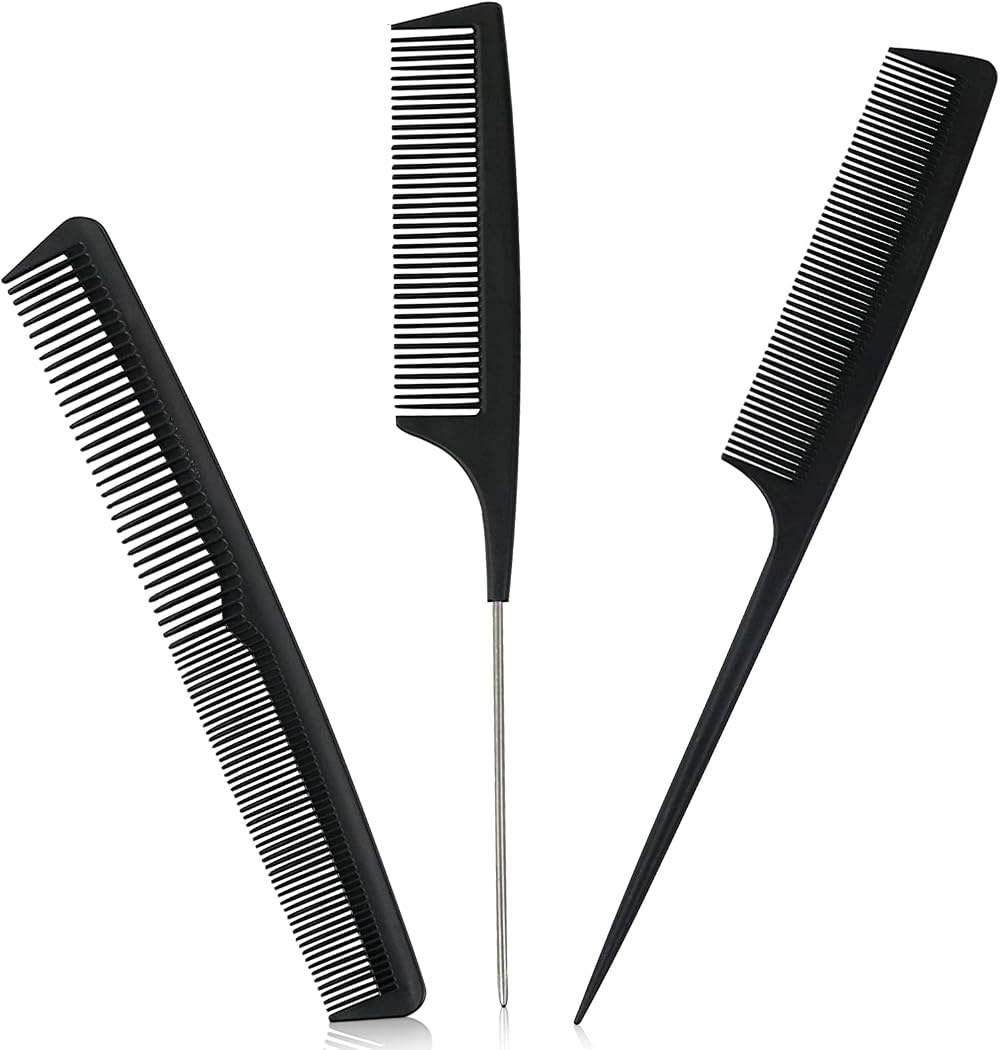 Sularpek 3 Piece Carbon Fiber Tail Comb Set Anti Static Heat Resistant