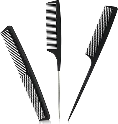 Sularpek 3 Piece Carbon Fiber Tail Comb Set Anti Static Heat Resistant