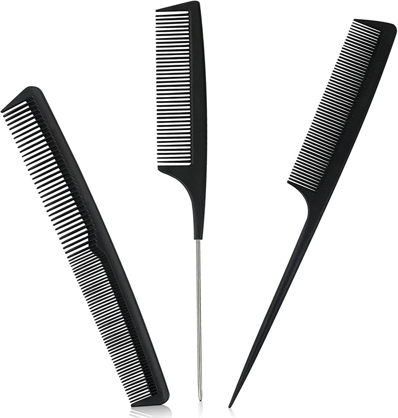 Sularpek 3 Piece Carbon Fiber Tail Comb Set Anti Static Heat Resistant