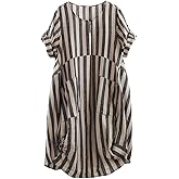 FTCayanz Women's Casual Tunic Dress Short Sleeve Plus Size Midi Dresses with Pockets