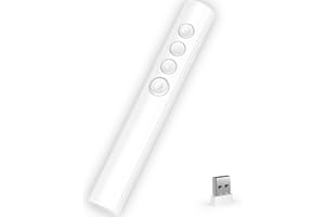 IGBRIRANT Wireless Presentation Clicker for Powerpoint Slideshow, Office/Classroom PPT Remote Presenter Pointer Slide Advancer with USB Receiver for Computer/MacBook Laptop/PC White Red Light