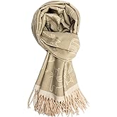 Women's Fringed Scarf Cat Print Pattern Cape Winter Cashmere Feeling Shawl Warm Wrap