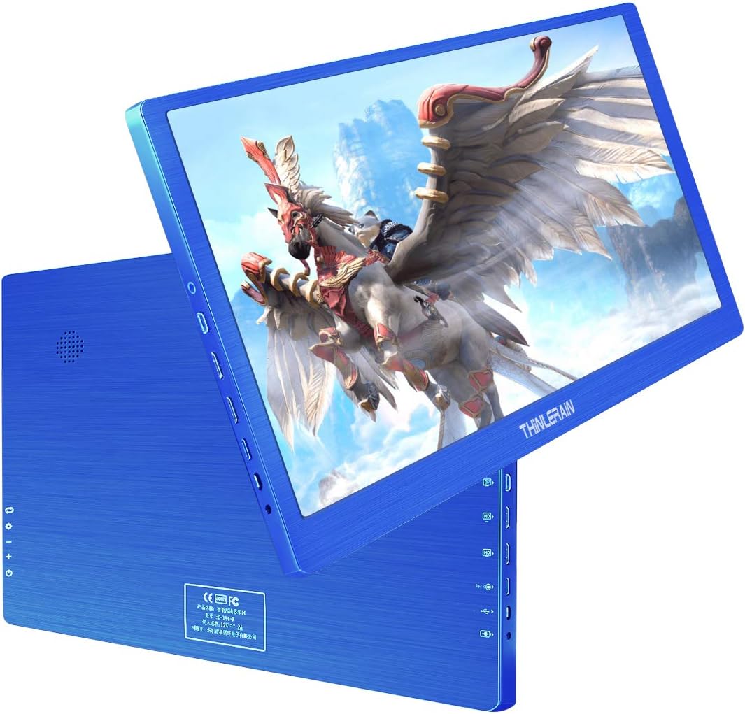 Thinlerain 18.4 inch Portable 4K Gaming Monitor with HDMI, IPS FHD (38402160) Ultra-Thin Portable Monitor USB C, Built-in Dual Speaker for PS4 Raspberry Pi PC Laptop