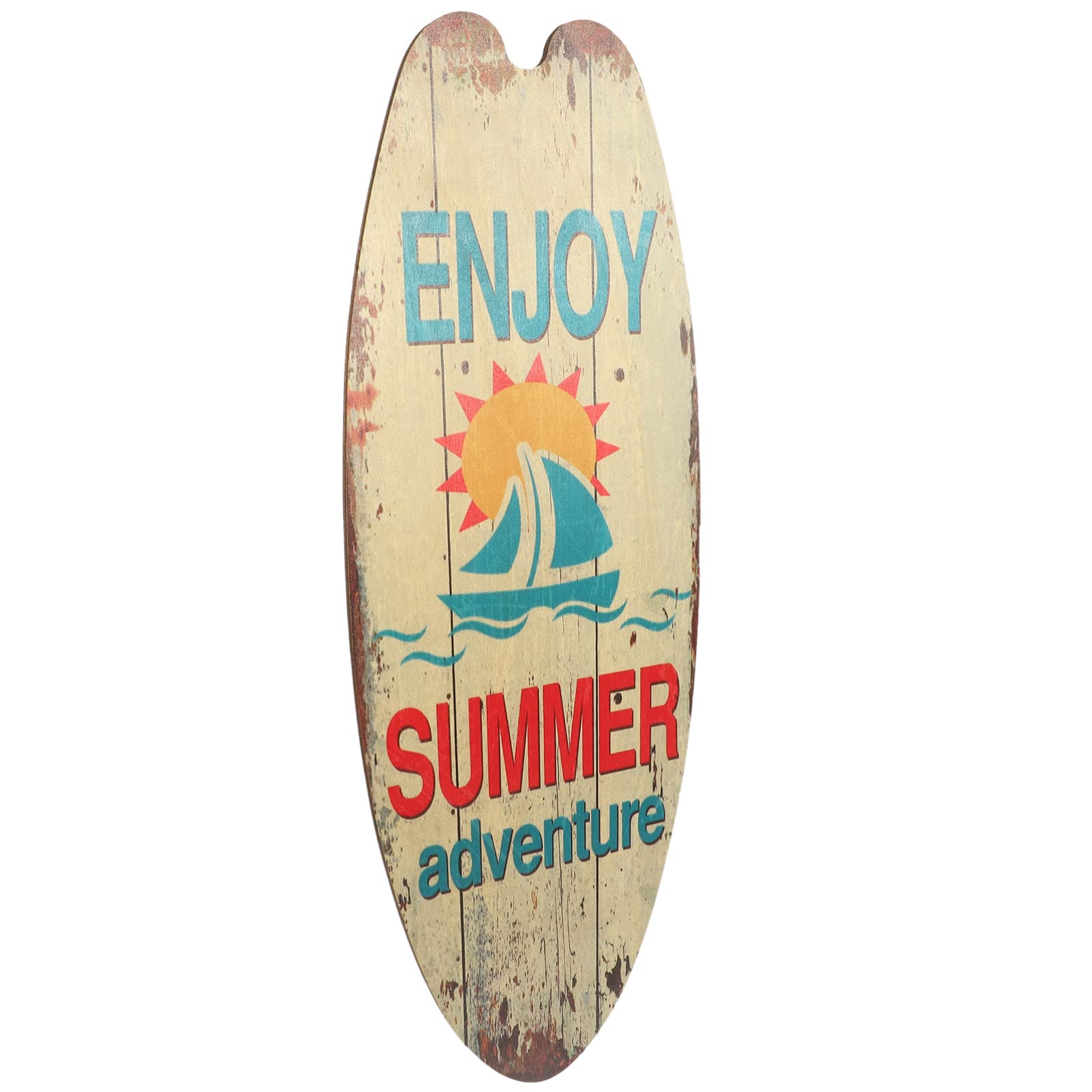 PRETYZOOM Summer Decoration Classic Summer Theme Surfboard Decor Retro Wall Plaque Wooden Decor Hanging Sign