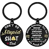 EE&YU Don't Do Stupid Keychain from Love Dad - Son Daughter Birthday Graduation Christmas Gag Gifts Stocking Stuffer