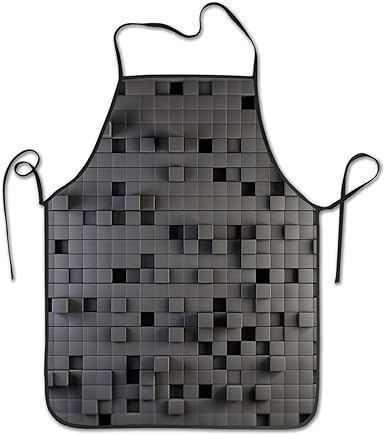 Delantal con diseño de cubo gris para hombres y mujeres, Blanco, Talla