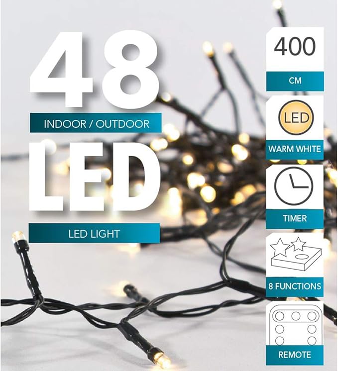 Led Lichterkette Batterie 24 48 96 Mit Timer Und Teilweise Mit Fernbedienung Grunes Kabel Fur Innen Und Aussen 48er Fernbedienung Amazon De Beleuchtung