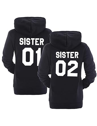 Best Friend Hoodie für 2 Mädchen Pullover Schwarz Weiß Sister Pulli 01 Freunde Pullover für Zwei 2 Stücke