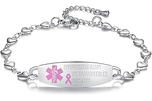 LinnaLove Heart Medical alert bracelet for Women Fashion Medical ID bracelets with Free engraving