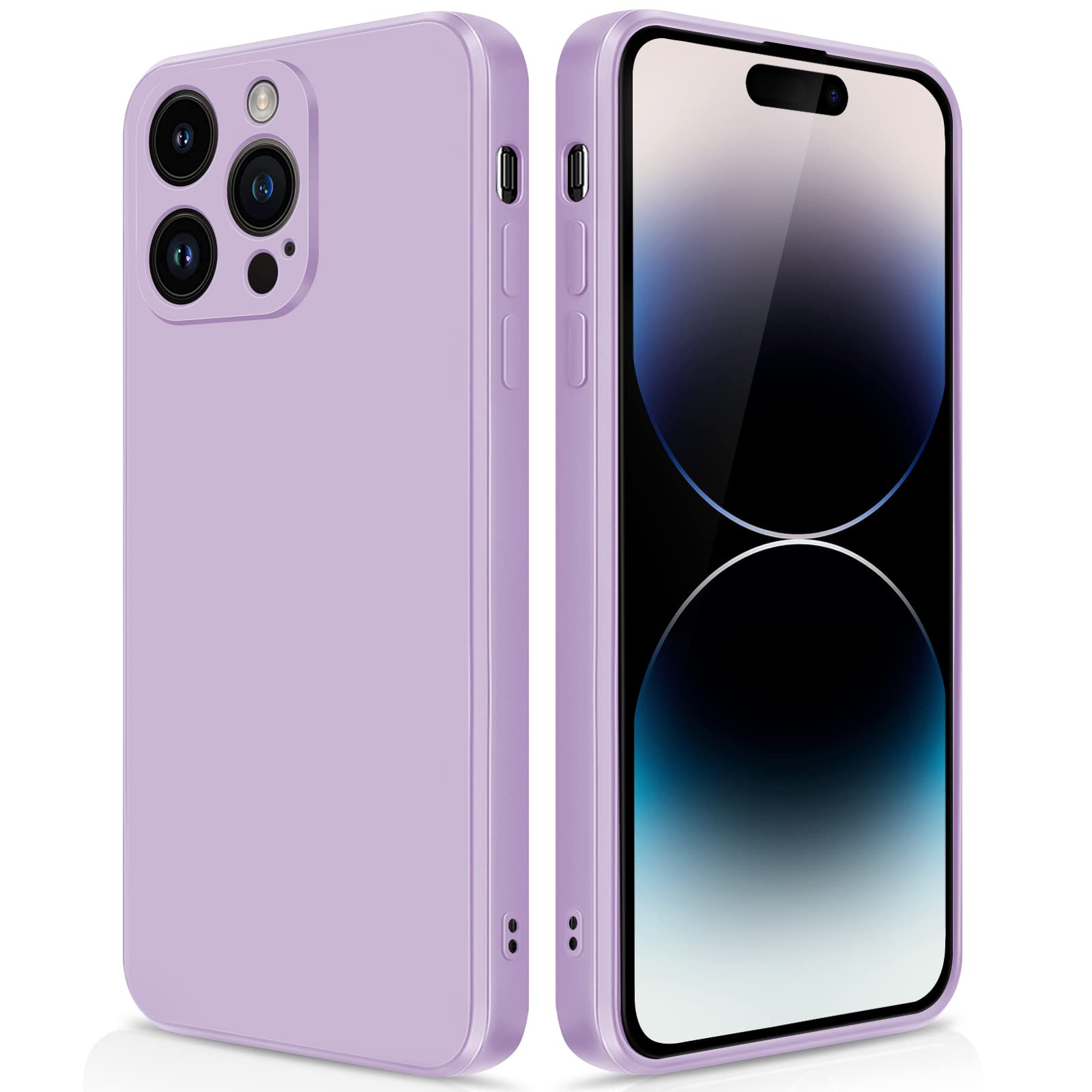 GiiYoon Case Compatible with iPhone 14 Pro, Slim Liquid Silicone Shockproof Phone Case with Soft Microfiber Lining- Purple — image 1
