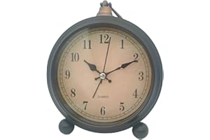 Metal Frame Retro Alarm Clock Battery Operated Quiet Operations Builts in Night Light for Bedroom Bedsides Decoration Antique