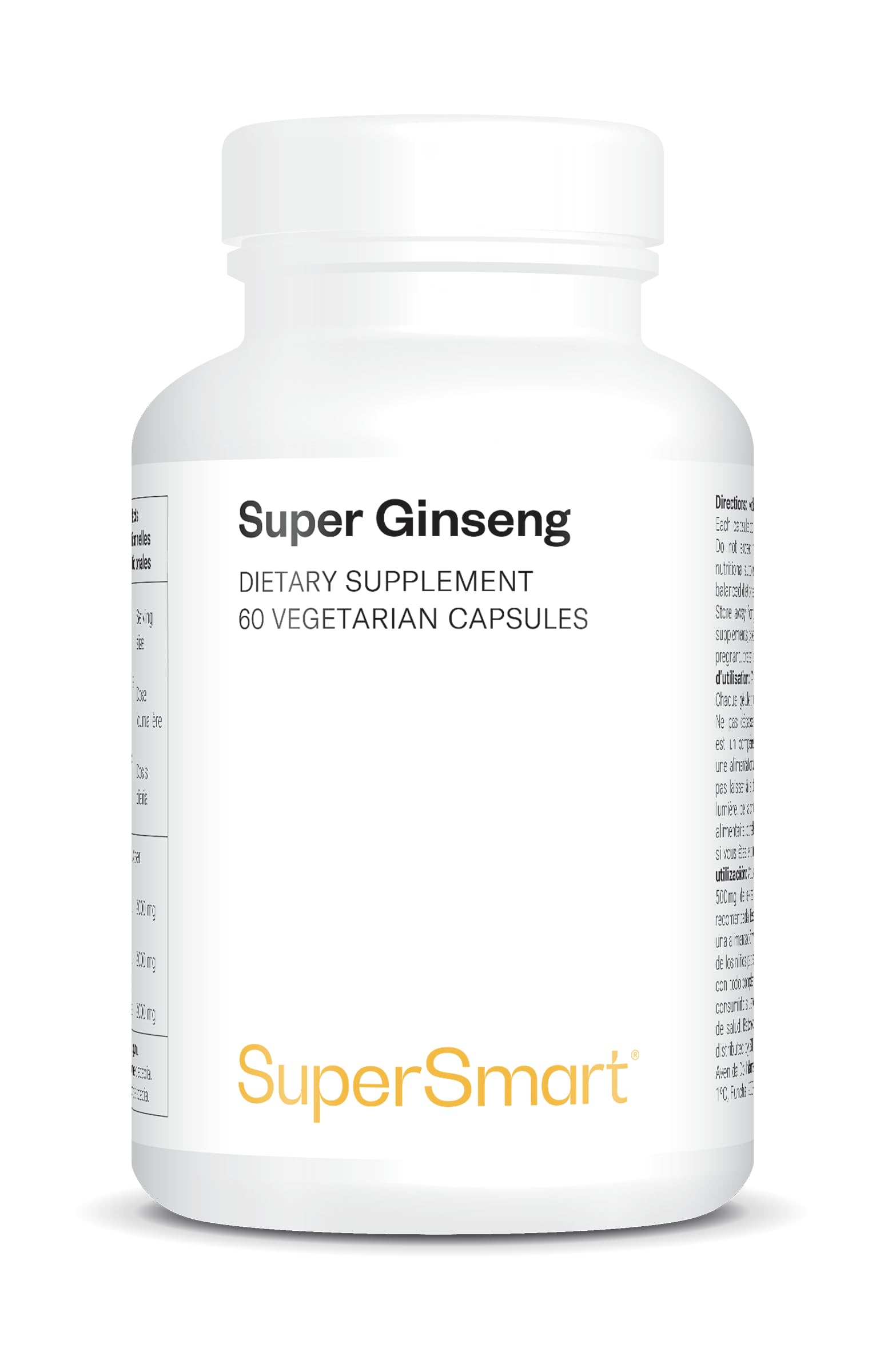 Super Ginseng - Boosts Libido & Vitality - Helps Improve Concentration, Memory & Physical Endurance - Standardized to 30% Ginsenosides - Vegan - SuperSmart