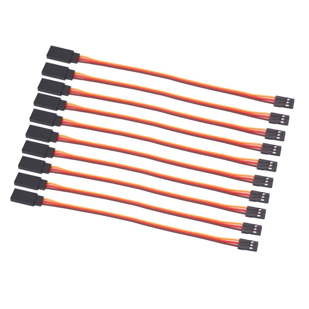 OliRC 10pcs 15cm 3-pin Male to Female Cable Remote Control Servo Extension Lead 22awg 60cores Wire (C62-10)