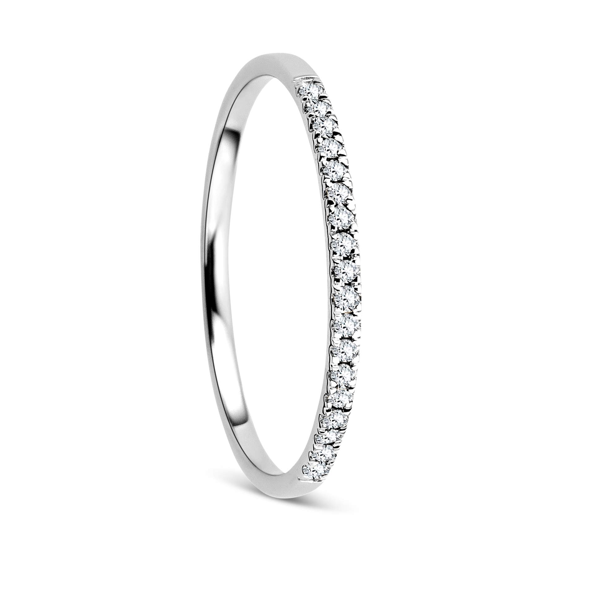 OROVI White Gold Ring for Women with Diamonds in 18 Carat Gold, Hypoallergenic Ring - Handmade eternity rings with jewellery box