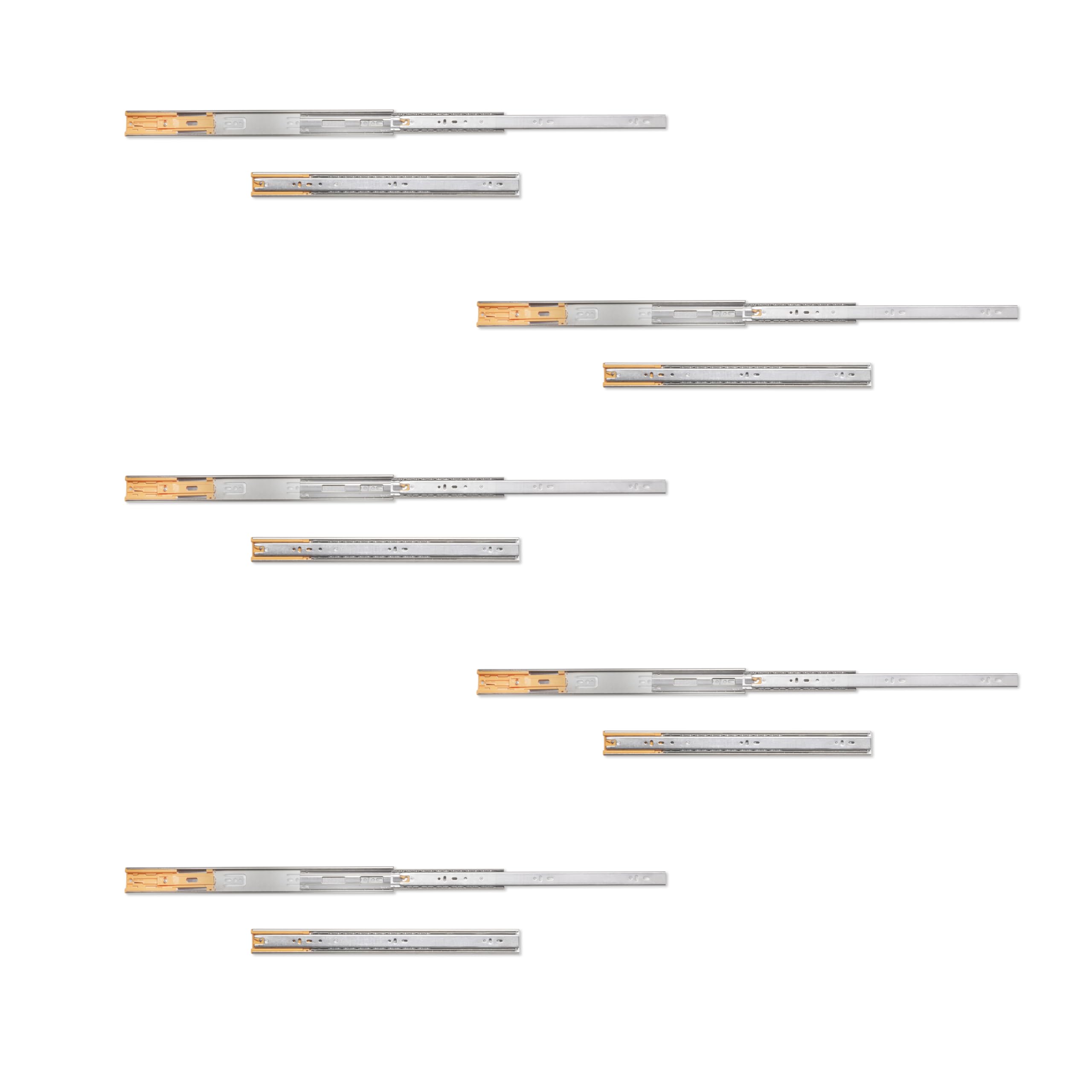 Emuca - Ball bearing drawer slides 45mm x 450mm (1,77 inch x 17,71 inch), Set of 5 pairs of full extension drawer runners with soft closing