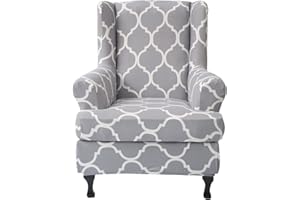 NILUOH Wing Chair Slipcovers 2 Pieces Stretch Spandex Wingback Chair Covers Sofa Slipcover Printing Wingback Armchair Slipcovers Furniture Protector Couch Soft with Elastic Bottom for Wingback Chairs,03