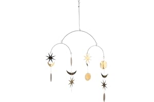 Creative Co-Op Star & Moon Brass Mobile, Gold
