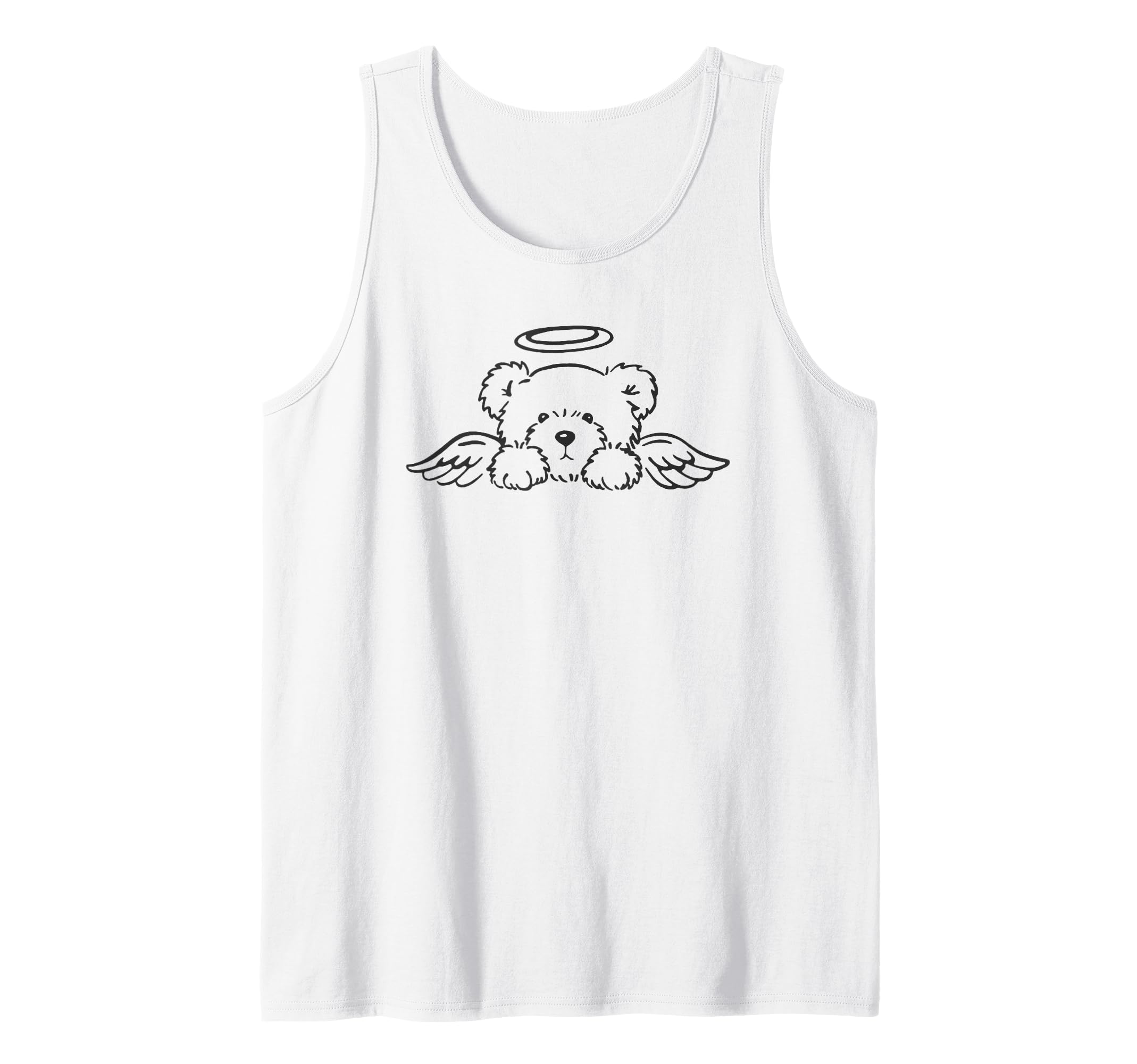 Teddy Bear Angel Wings Simple Line Drawing Tank Top