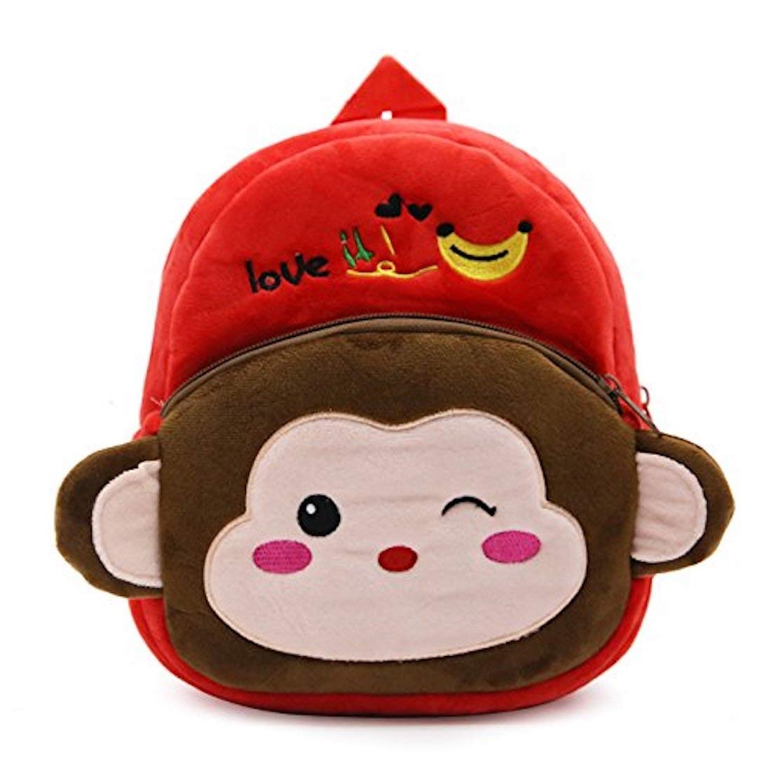 Cicilin Kids Mini Backpack Cute Plush School Bag Toddler Small Backpack Baby 3D Animal Shape Schoolbag Preschool Bag Gift (Monkey)