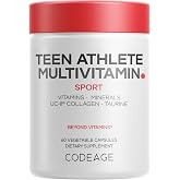 Codeage Teen Athlete Multivitamin Sports Supplement - Creatine, Methylated B Vitamins, Taurine, UC-II Collagen, Ferrochel Iron, Ashwagandha, Magnesium, Electrolytes - Non-GMO - 60 Capsules