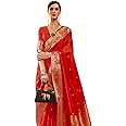 SWORNOF Womens Kanjivaram Silk Saree with Zari Woven Saree With Blouse Piece