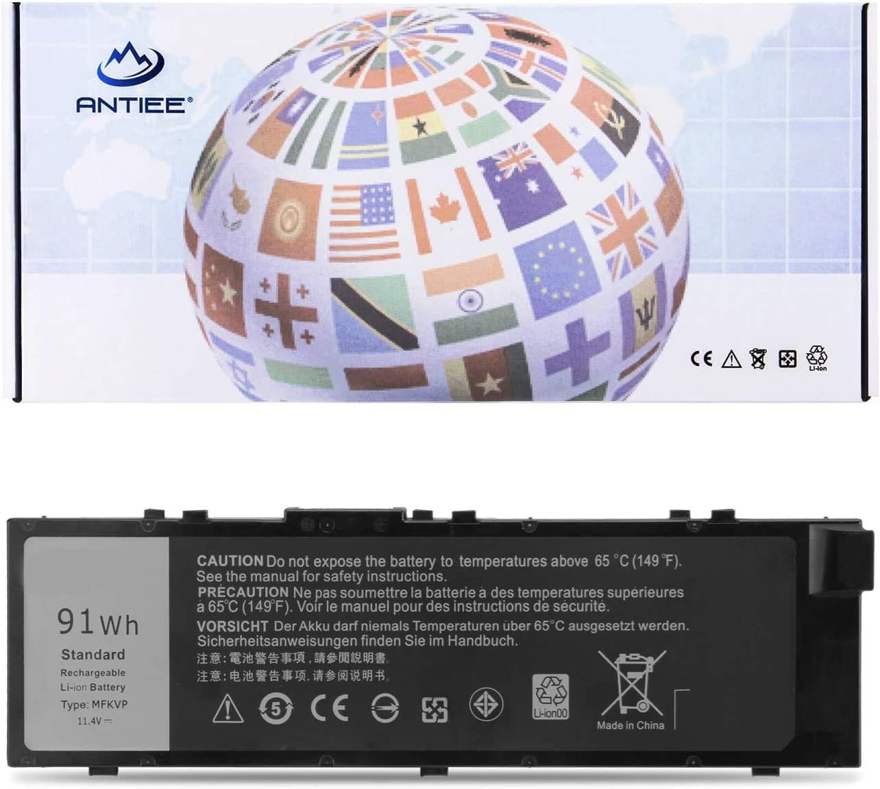 91Wh MFKVP Laptop Battery for Dell Precision 15 7510 7520 17 7710 7720 M7510 M7710 Series M28DH 1G9VM T05W1 451-BBSB 451-BBSF GR5D3 RDYCT 11.4V 6Cell