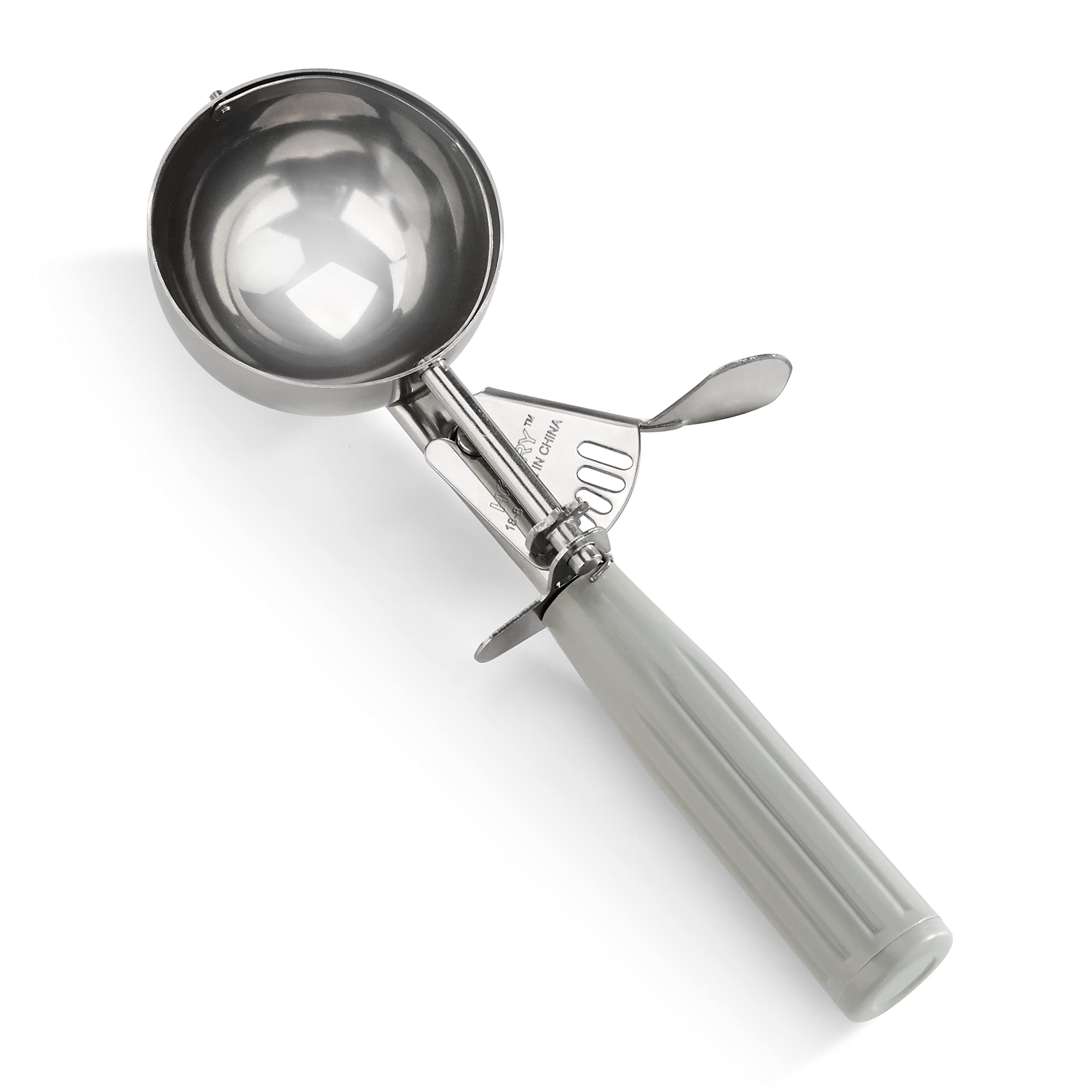Photo 1 of **USED - MINOR DAMAGE**
New Star Foodservice 34769 Commercial-Grade Thumb Press Food Disher/Ice Cream Scoop, 18/8 Stainless Steel, 4 oz, Size 8, Grey