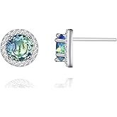 YOQUCOL Bright 8MM,10MM Cubic Zirconia Crystal Stud Earrings Round Pierced Earrings For Women