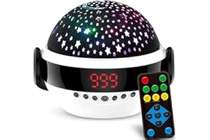 VANSHINIEER Star Projector Night Light for Kids, Star Night Light with Timer and Remote Control, Sound Music Machine, 360 Degree Rotation Baby Projector, Christmas Birthday Gift for Toddler Girls Boys(Black)