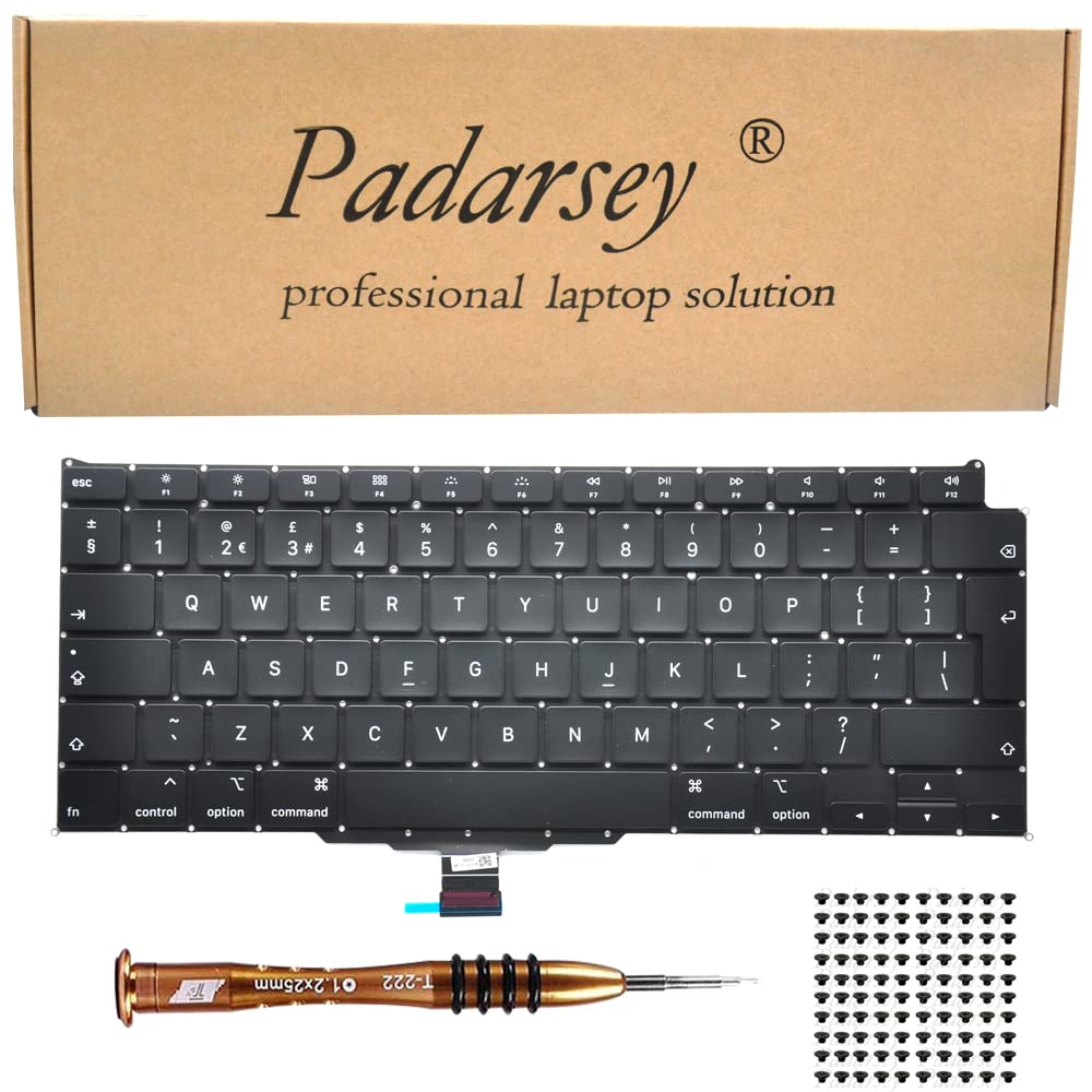 Pardarsey Replacement UK Layout Keyboard Black Compatible for MacBook 12" inch A1534 MacBook9,1 MacBook10,1 Early 2016 2017 Year with 80 PCE Screws+Screwdriver