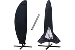 NettyPro Patio Umbrella Cover Outdoor Waterproof Cantilever Parasol Banana Umbrella Cover Fits 12ft to 14ft, Black