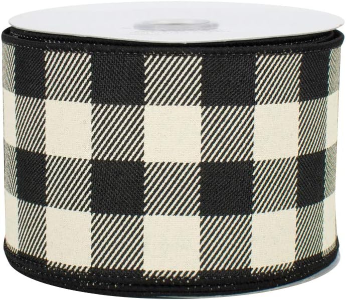 Bows & Ribbons - Black Ivory Buffalo Plaid Ribbon - 2 1/2