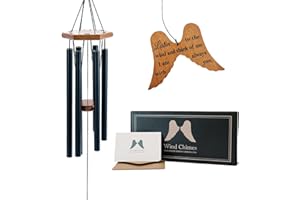 NAOMI CATHERINE DESIGNS Memorial Wind Chimes for Loss of Loved One, 30" Angel Wing Windchimes Sympathy Gifts for Loss of Loved one, Sympathy Wind Chimes Memorial Gifts for Loss of Mother Father Funeral Gifts Condolence.