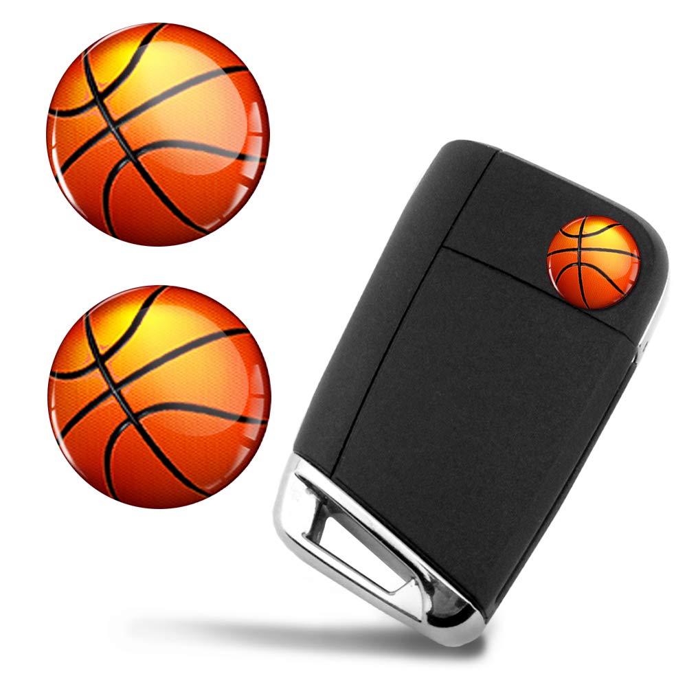 SkinoEu® 2 x 3D Gel Silicone Stickers Basketball Ball Sport Key Emblem Key Fob Badge Remote Control Replacement Logo Decal Tuning Auto Moto Car KSK 22