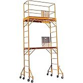 CBM Multipurpose Maxi Square Baker Style Scaffold Tower Package - 12 Feet, 1,000 Pound Capacity With Hatch Deck Guard Rail and Double U Lock
