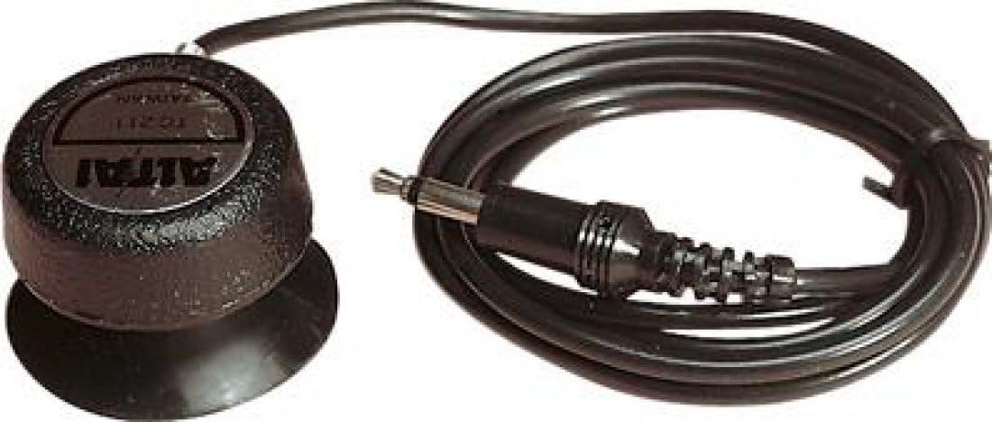Black Telephone Pickup Coil With A Sensitive Microphone Mounted To A Suction and Connected To A Lead Terminated With A 3.5mm Mono Jack Plug