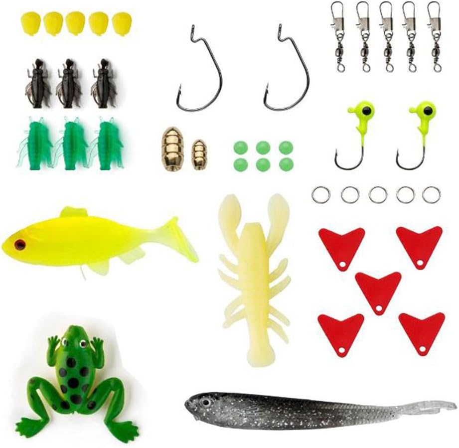77Pcs Fishing Lures Kit Set for Bass, Trout, Salmon, Including Spoon Lures, Soft Plastic Worms, CrankBait, Jigs, Topwater Lures (with Free Tackle Box) by Sptlimes : Sports & Outdoors