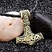 Hammer Necklace,Haluoo Personalized Satinless Steel Hammer Of Thor Mjolnir Pendant Necklace Vintage Hip Hop Engraving T-Shaped Pendant Black Leather Long Necklace For Women Men (Antique Gold)thumb 1