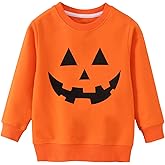 Mrocioa Boys Girls Pumpkin Face Sweatshirt Long SLeeve Kids Halloween Toddler Tops for 2-7T